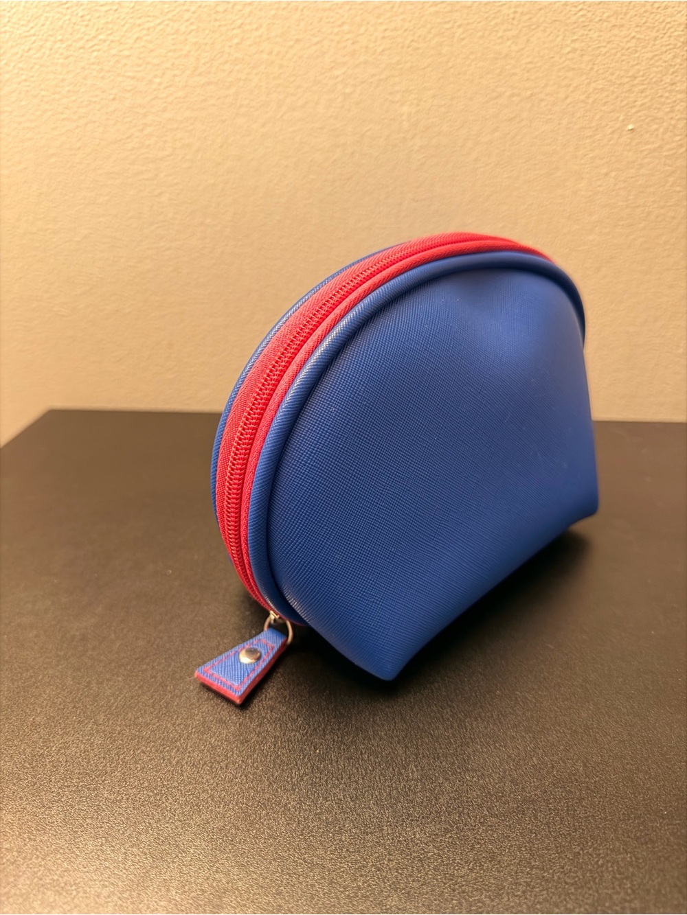 RETRO 90s Style Macy's Blue & Pink Zipper Makeup Bag Cosmetic Case Zip Pouch